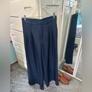 Elegant Navy Flowy Dress Pants Trousers High Waist Wide Leg Divided by H&M✨